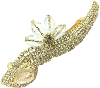 

AccessHer Designer studded back clip Women Hair Clip(Gold)