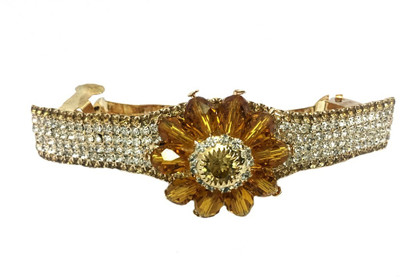 AccessHer Designer studded back clip Women Hair Clip(Gold)