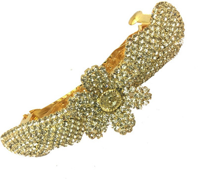 

AccessHer Designer studded back clip Women Hair Clip(Gold)