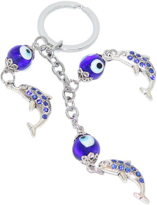 

Aura Feng Shui Dolphins With Evil Eye Key Chain