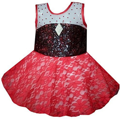 

All About Pink Girls Midi/Knee Length Party Dress(Multicolor, Sleeveless, Red