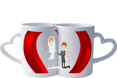 

Thirsty Guys Love Propose Couple Ceramic Mug(325 ml, Pack of 2), Multicolor