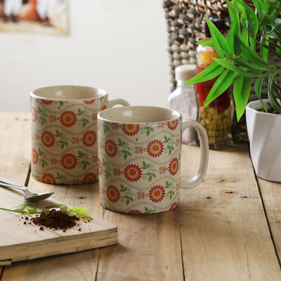 

Miah Décor Pipes Red Ceramic Mug(350 ml, Pack of 2), Multicolor