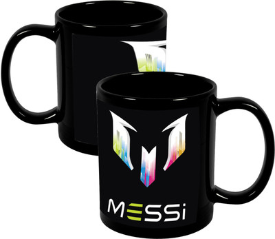 

Thirsty Guys Messi Black Ceramic Mug(325 ml), Multicolor