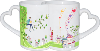 

Thirsty Guys Couple in Garden Couple Ceramic Mug(325 ml, Pack of 2), Multicolor