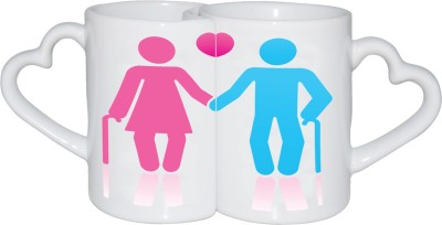 

Thirsty Guys Old Age Love Couple Ceramic Mug(325 ml, Pack of 2), Multicolor