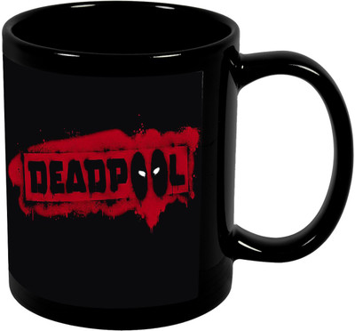 

Thirsty Guys Deadpool Balck Ceramic Mug(325 ml), Multicolor
