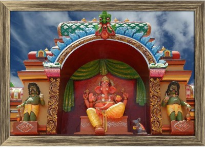 Artzfolio Gods Hindu Temple South India Kerala Framed Wall Art Painting Print Canvas 12 inch x 16.8 inch Painting(With Frame)