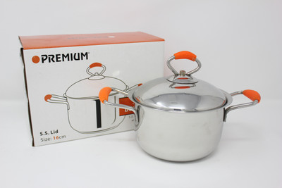 

Premium Silicon Dutch Oven 16cm with Steel Lid - Stainless Steel Pot 1.3 L(Stainless Steel), Silver