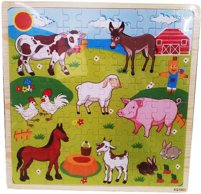 

kidoz kingdom WOODEN PUZZLE 100 PCS FARM ANIMALS(100 Pieces)