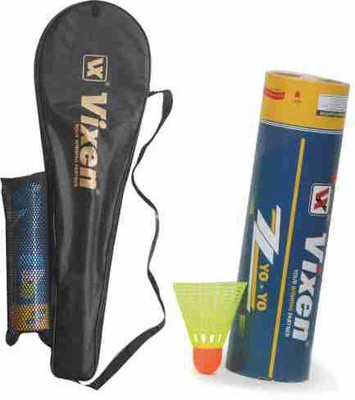 

Vixen Carbonex Plus 1000 Racket, YOYO Shuttle Cock Green, Black, Orange Strung Badminton Racquet(G4 - 3.25 Inches, 100 g), Black;green;orange