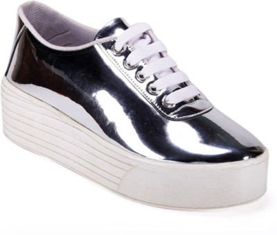 

Bella Toes Women's Silver Synthetic Leather Sneakers Shoes Sneakers For Women(Silver, Silevr