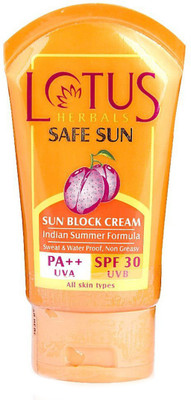 

Lotus Herbals Safe Sun Block Cream - SPF 30 PA++(50 g)