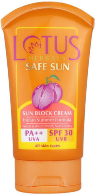 LOTUS HERBALS Safe Sun Sunblock SPF 30 PA++, Sunscreen for Indian Summer Condition - SPF 30 PA++(100 g) LOTUS HERBALS Safe Sun Sunblock SPF 30 PA++, Sunscreen for Indian Summer Condition - SPF 30 PA++(100 g)