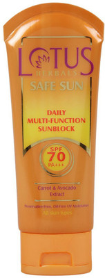 

Lotus Herbals Safe Sun Daily Multi-function Sunblock - SPF 70 PA+++(60 g)