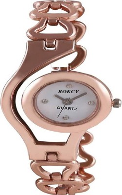 Rokcy Golden Dial Watch Round analog watch Watch  - For Girls   Watches  (Rokcy)