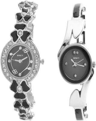

ROKCY ROKCY Fancy Diamond's look Round Case Moti & Style Chain Black Dial Girls' Watch Watch - For Women