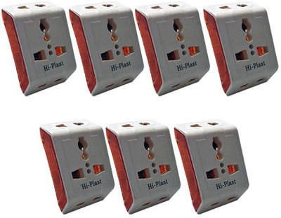Hi-Plast 3 Pin Universal Multiplug Socket Connector -7pcs Worldwide Adaptor(White) available at flipkart for Rs.475