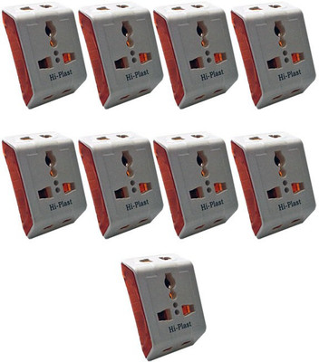 Hi-Plast 3 Pin Universal Multiplug Socket Connector -9pcs Worldwide Adaptor(White) available at flipkart for Rs.555