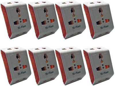Hi-Plast 3 Pin Universal Multiplug Socket Connector -8pcs Worldwide Adaptor(White) available at flipkart for Rs.495