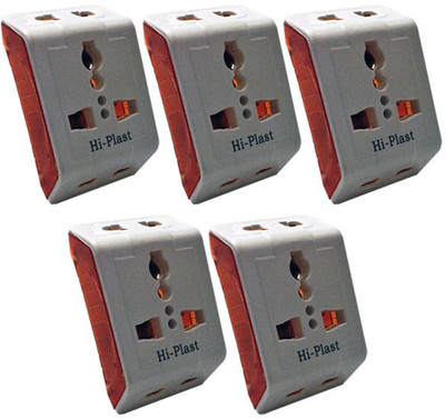 Hi-Plast 3 Pin Universal Multiplug Socket Connector -5pcs Worldwide Adaptor(White) available at flipkart for Rs.395