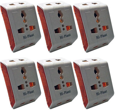 Hi-Plast 3 Pin Universal Multiplug Socket Connector -6pcs Worldwide Adaptor(White) available at flipkart for Rs.449