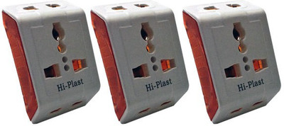 Hi-Plast 3 Pin Universal Multiplug Socket Connector -3pcs Worldwide Adaptor(White) available at flipkart for Rs.299