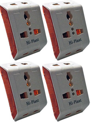 Hi-Plast 3 Pin Universal Multiplug Socket Connector -4pc Worldwide Adaptor(White) available at flipkart for Rs.349