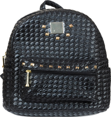 

la rooki La Rooki Black Faux Leather Backpack Backpack(Black, 5)
