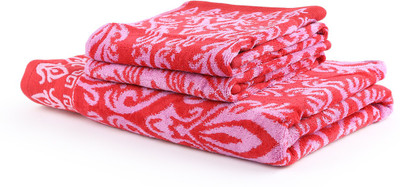 

Turkish Bath Cotton 410 GSM Bath, Hand Towel Set(Pack of 3, Red)