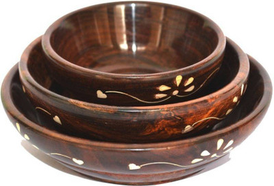 

Khan Handicrafts Wooden Bowl Set(Brown, Pack of 3)