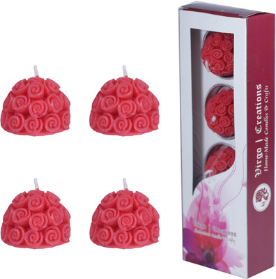 

Virgo Creations Round Rose Candle(Red, Pack of 4)
