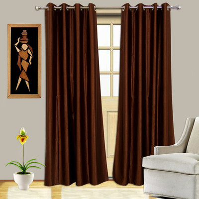 

Snuggle 215 cm (7 ft) Polyester Door Curtain (Pack Of 2)(Plain, Brown 1)