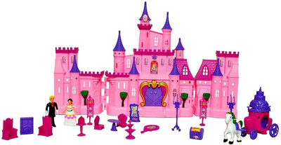 

Toyshine Big Size Castle Doll House with Accessories - Musical Dollhouse(Multicolor)