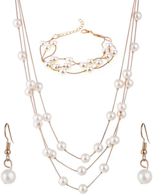 Shining Diva Alloy Gold Jewellery Set(Pack of 1)