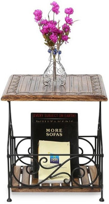 

Onlineshoppee Wood & Iron Metal End Table(Finish Color - Antique Brown)