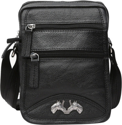 

Blu Whale Men & Women Casual Black Genuine Leather Sling Bag