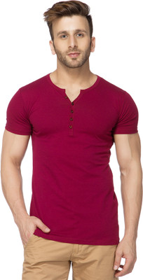 

Tinted Solid Men's Henley Maroon T-Shirt