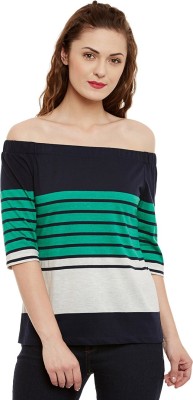 Miss Chase Casual Regular Sleeve Striped Women Multicolor Top