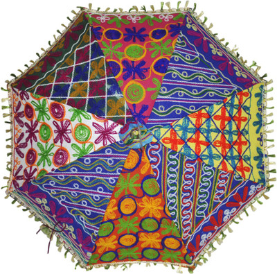 

Lal Haveli Rajasthani Embroidery Work Cotton One Fold Designer Umbrella(Multicolor)