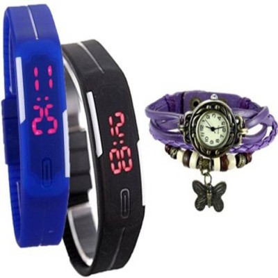 ROKCY Dori Butterfly & Rubber Led Pack of 3 Analog-Digital Watch - For Men & Women Watch  - For Girls   Watches  (Rokcy)