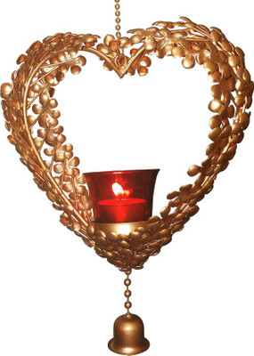 

GAC Trend Heart Shape cum Wind Chime Steel Tealight Holder(Gold, Pack of 1)