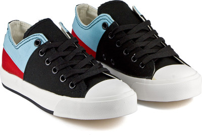 

DeVEE Ultrabright Patchwork Black Canvas Shoes For Women(Multicolor