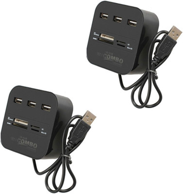 

BB4 PACK OF 2 All In One + Usb Hub 3 Port Combo Card Reader USB Adapter(Black)