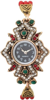Shivam Retail Stylish Color Full Diamond Jewellery Red Moti Strap Watch  - For Girls   Watches  (Shivam Retail)