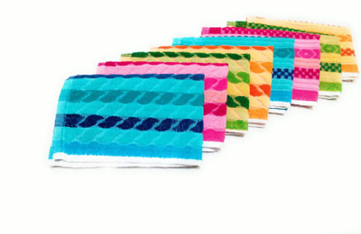 Cotton colors Cotton 350 GSM Hand, Face Towel Set(Pack of 8)