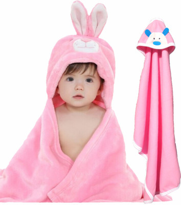 

BRANDONN Animal  Hooded Baby Blanket(Polyester, Pink