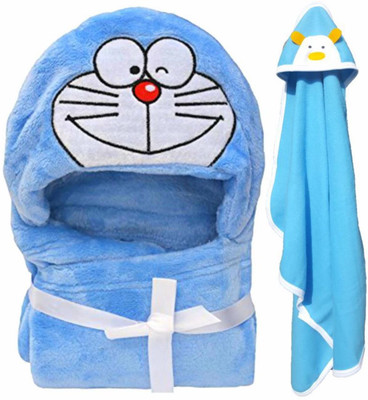

BRANDONN Animal  Hooded Baby Blanket(Polyester, Blue