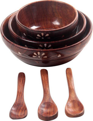 

Khan Handicrafts Wooden Bowl Set(Brown, Pack of 6)
