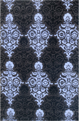 PRESTO BAZAAR White, Black Polyester Carpet(4 ft,  X 6 ft, Rectangle)